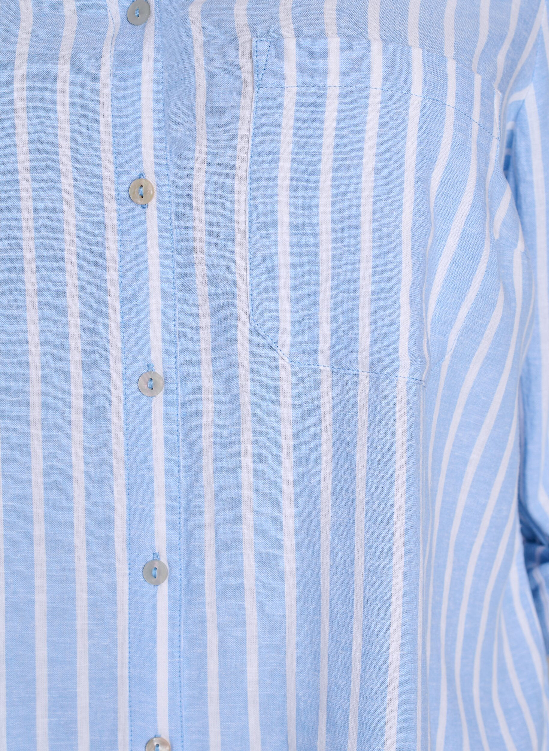 ZizziBluse aus Leinen und Viskose mit 3/4-&Auml;rmeln, Blau, Packshot image number 2