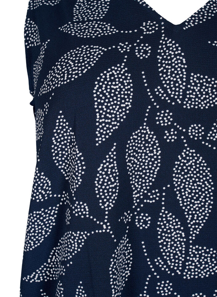 Haut imprimé à encolure en V, Navy B. w. Dot Leaf, Packshot image number 2