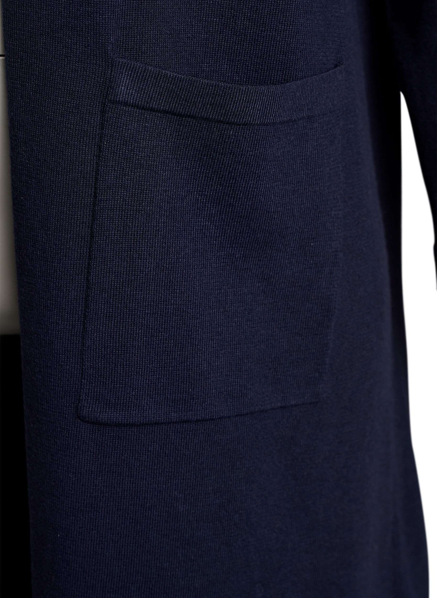 ZizziLange, offene Strickjacke mit Taschen, Blau, Packshot image number 2