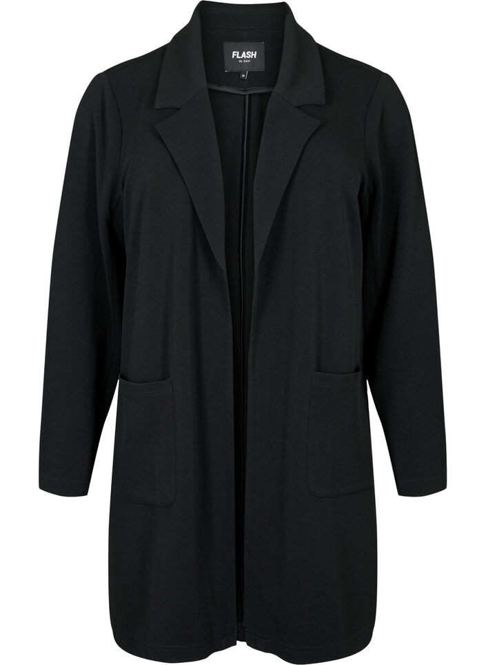 Lange Blazer mit Taschen, Schwarz, Packshot image number 0