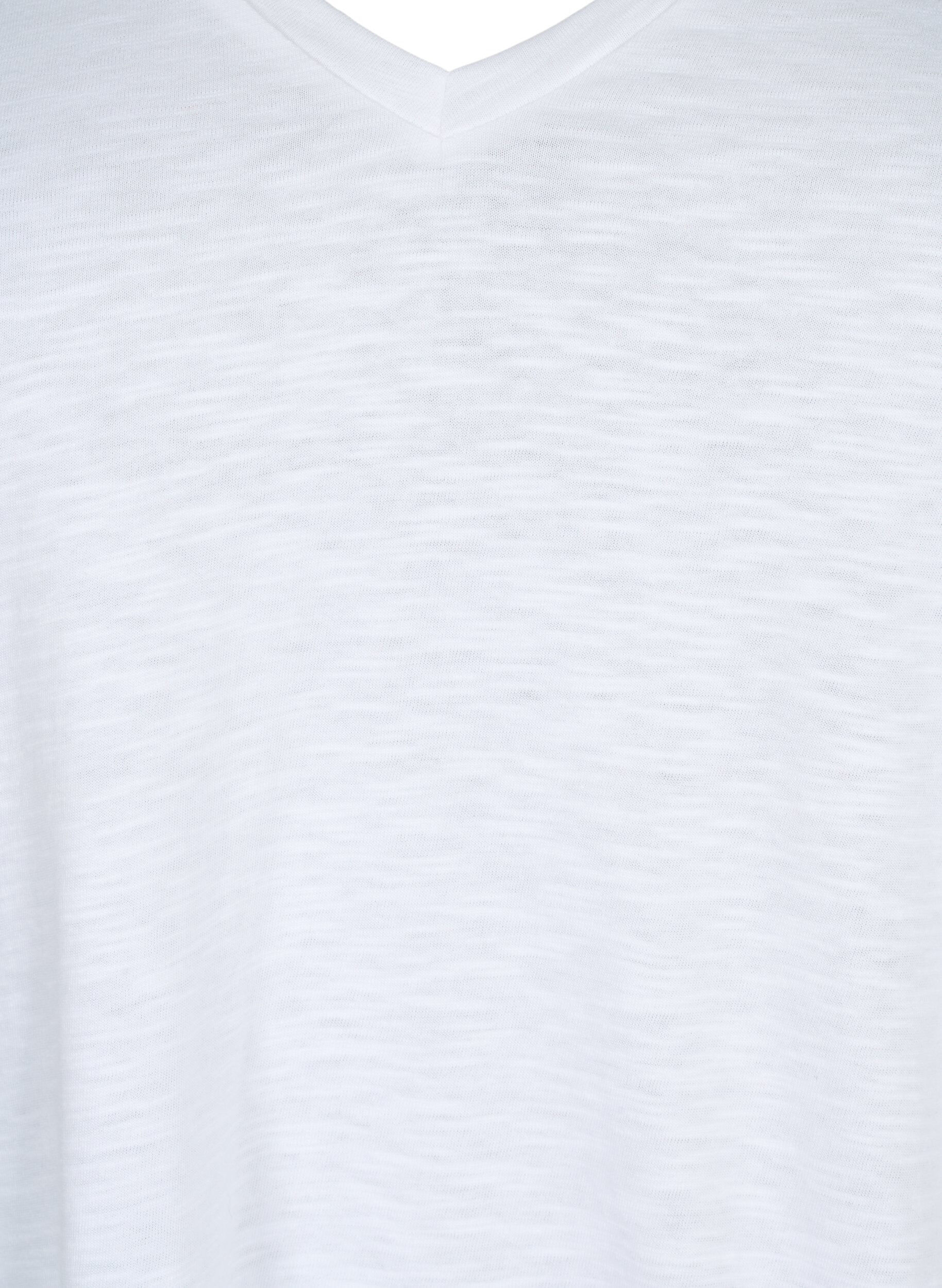 ZizziKurz&auml;rmeliges Basic T-Shirt mit V-Ausschnitt, Wei&szlig;, Packshot image number 2