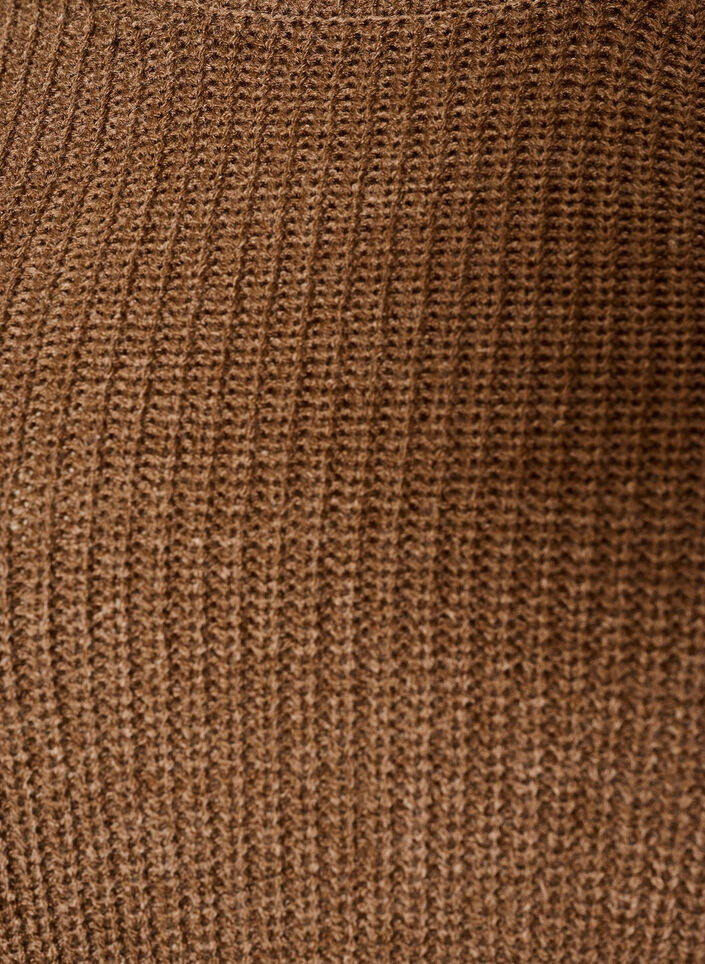 Blouse en maille c&ocirc;tel&eacute;e avec d&eacute;tails de boutons, Marron, Packshot image number 2