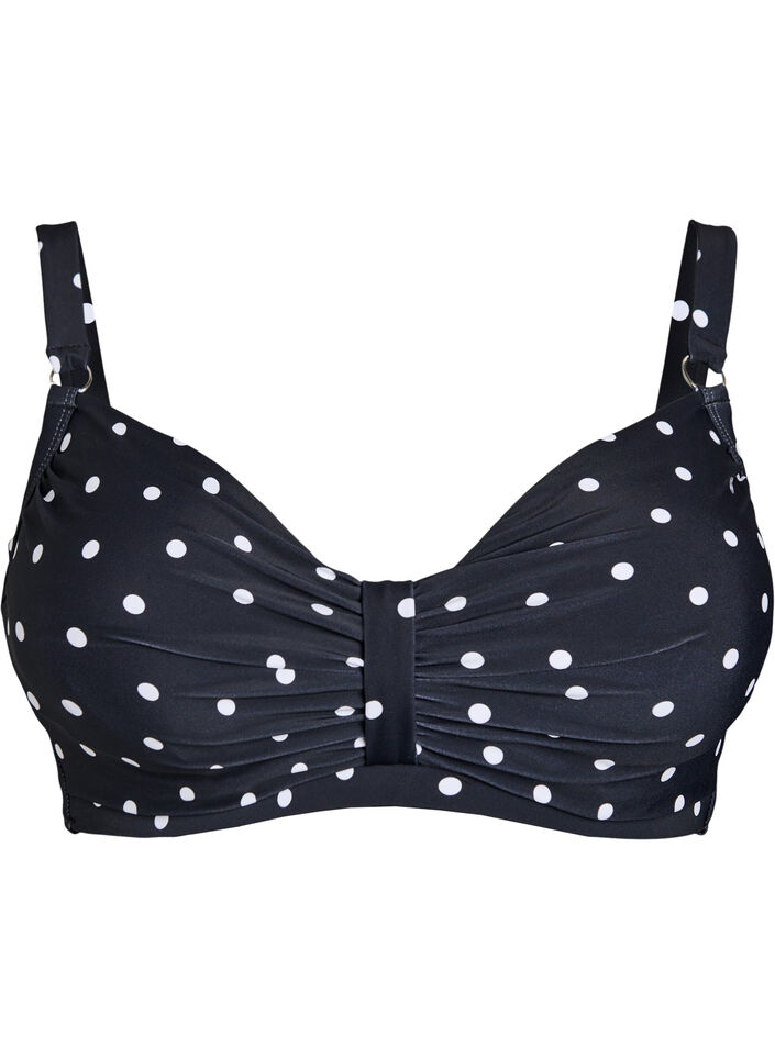 Bikinioberteil mit B&uuml;gel und Muster, Schwarz, Packshot image number 0