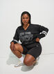 Haut sportif en maille avec imprim&eacute; texte, Noir, Model image number 0