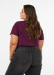 T-shirt avec broderie florale et strass, Violet, Model image number 2