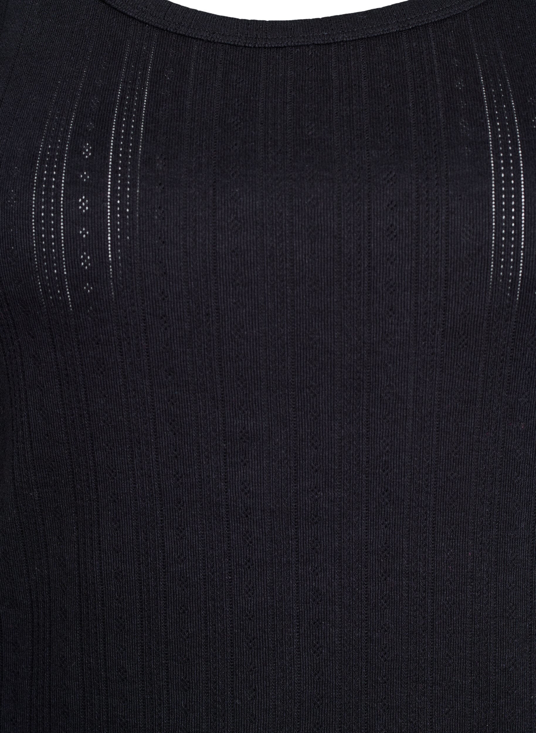 ZizziHaut de nuit en coton bio &agrave; motif textur&eacute;, Noir, Packshot image number 2