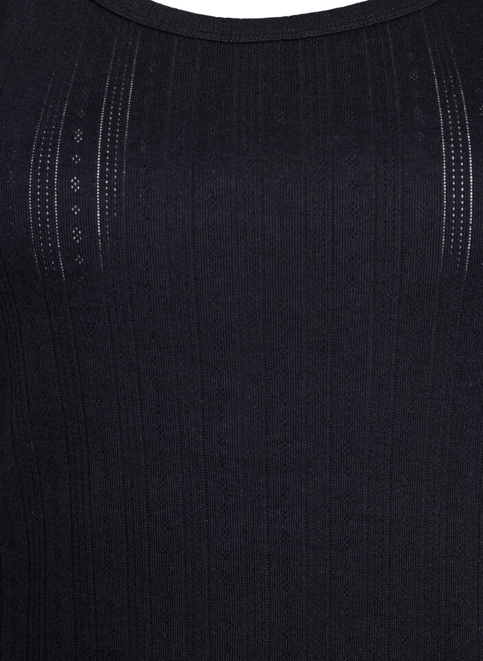 Haut de nuit en coton bio &agrave; motif textur&eacute;, Noir, Packshot image number 2