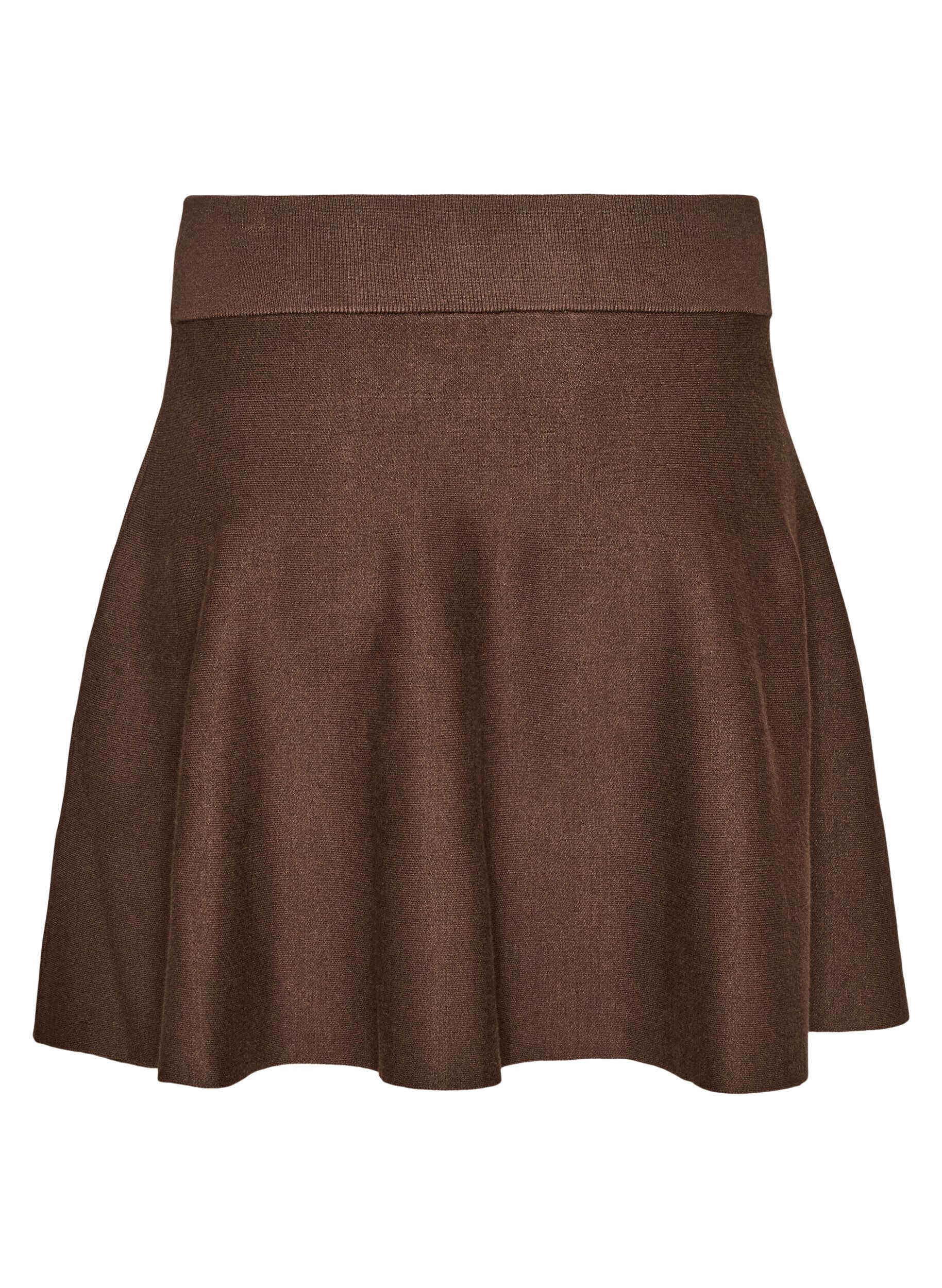 ZizziJupe courte en maille &agrave; coupe &eacute;vas&eacute;e, Marron, Packshot image number 1