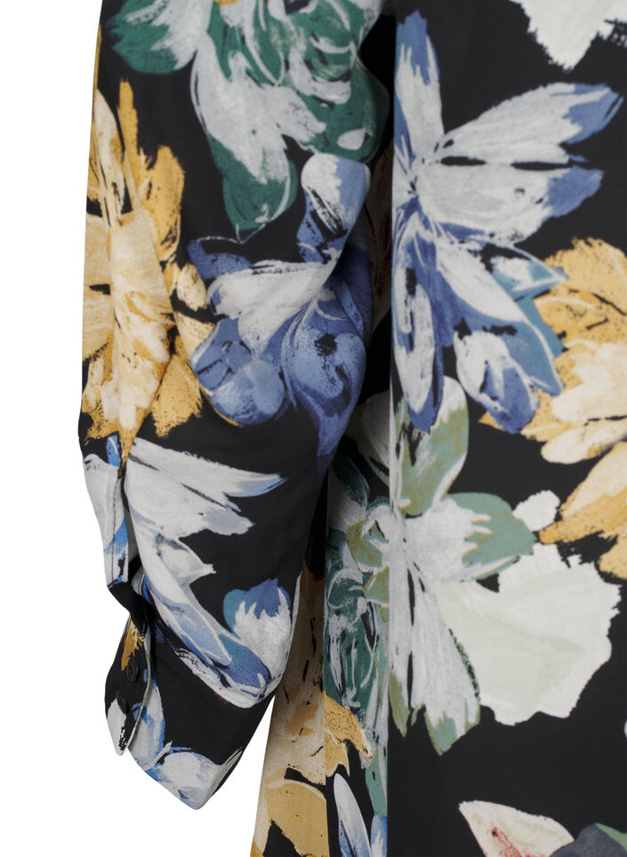 Robe à manches longues avec imprimé floral, Yellow Flower AOP, Packshot image number 3