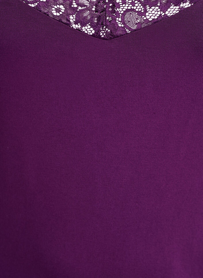 Top en viscose avec bord en dentelle, Violet, Packshot image number 2