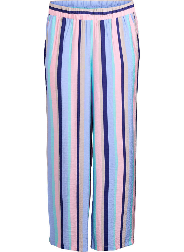 Pantalon ample en viscose avec des rayures, Bleu, Packshot image number 0