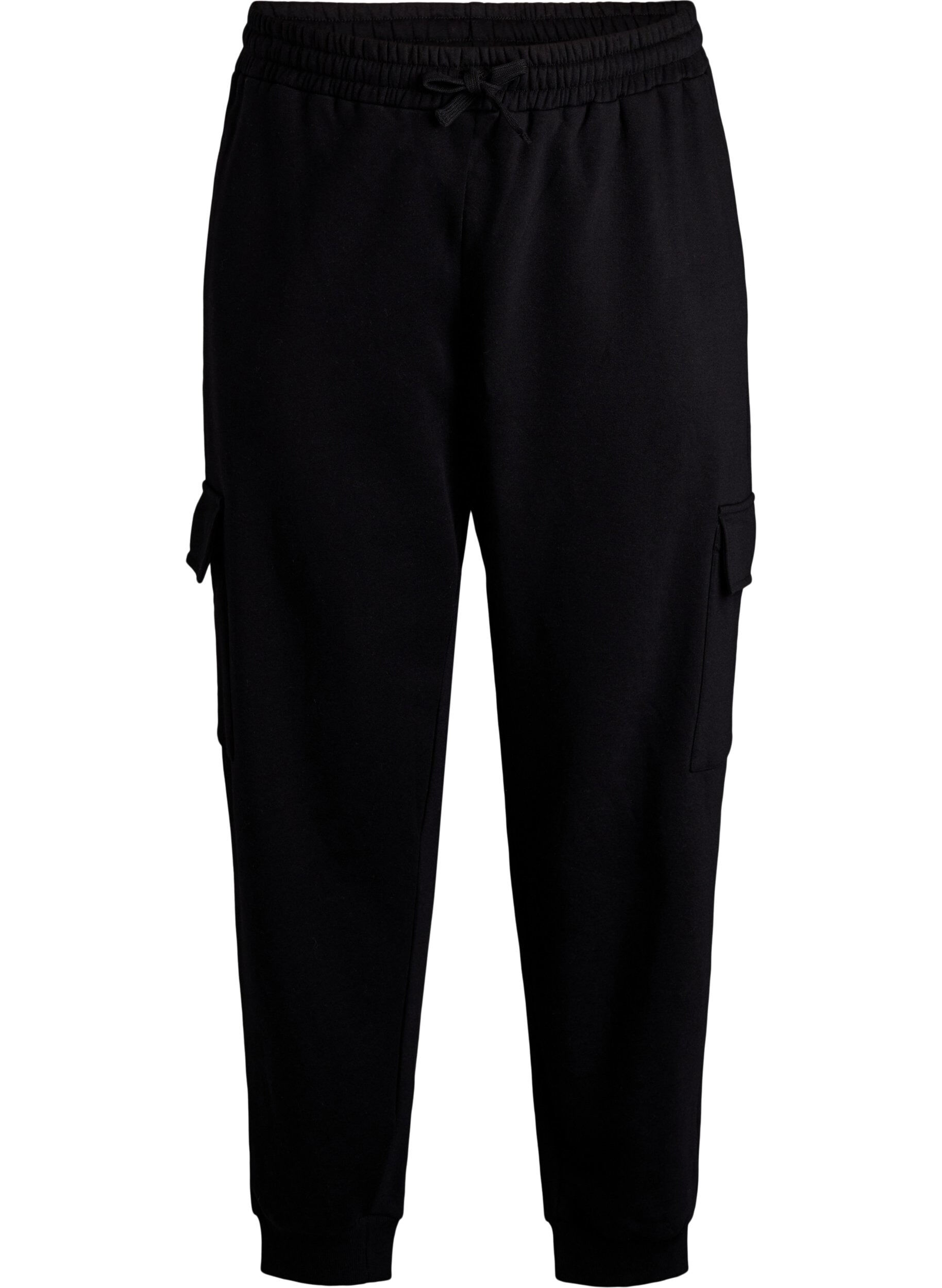 Zizzi Pantalon cargo en mati&egrave;re douce et confortable, Black, Packshot image number 0
