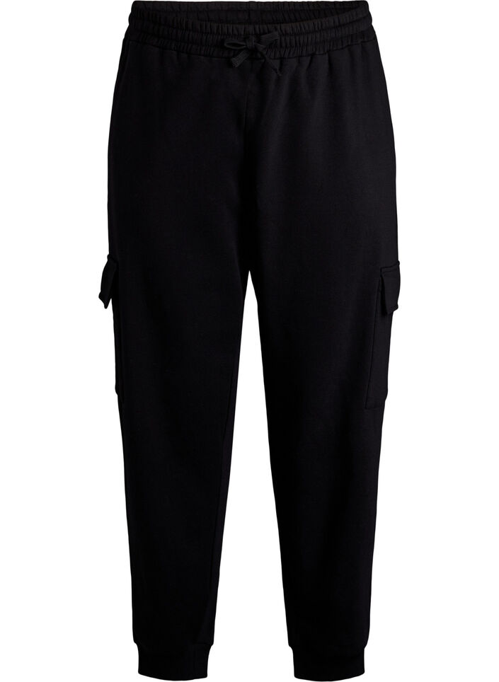 Pantalon cargo en matière douce et confortable, Black, Packshot image number 0