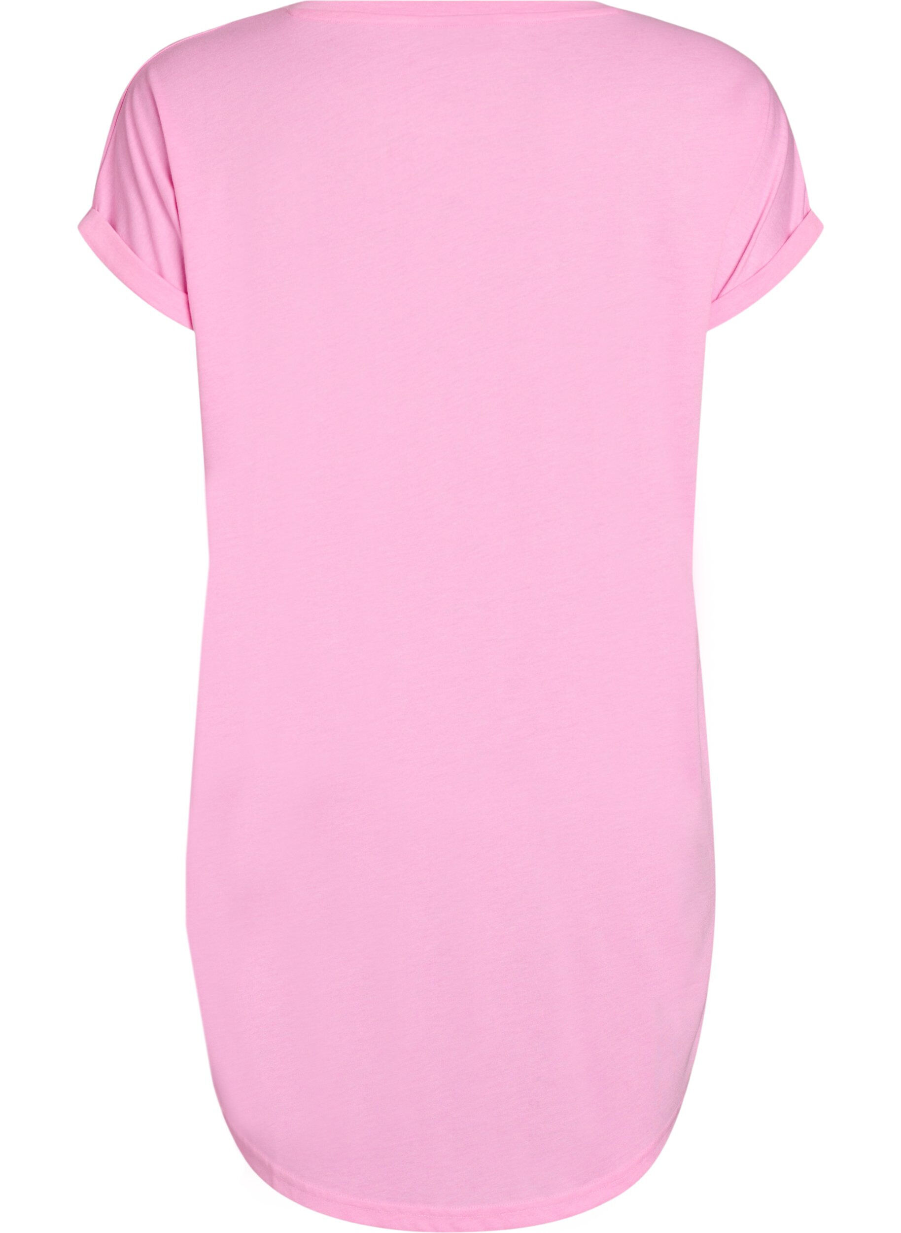 ZizziChemise de nuit &agrave; manches courtes avec imprim&eacute; de texte, Rose, Packshot image number 1