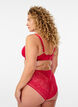 Culotte tai en dentelle et microfibre brillante, Rouge, Model image number 1