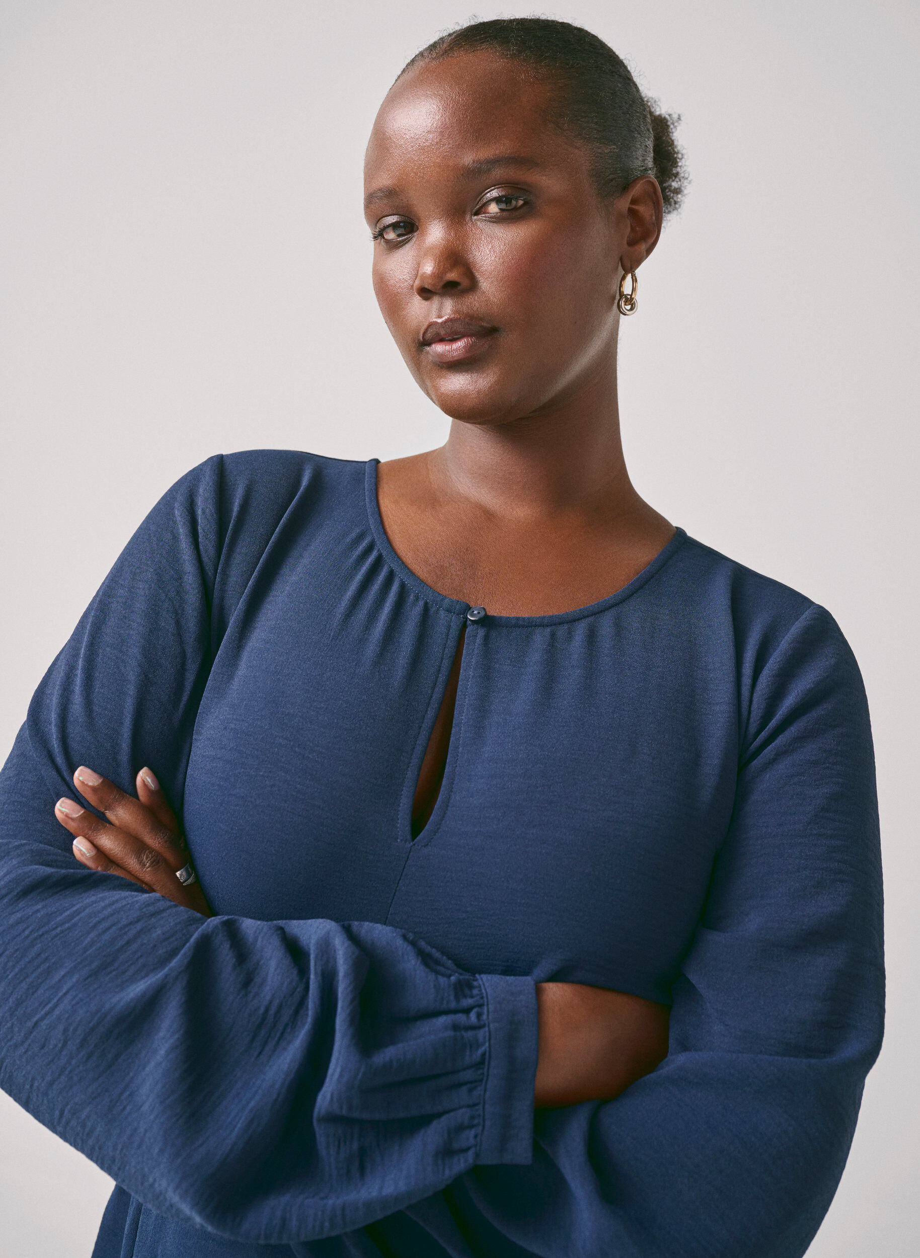 Zizzi Robe &agrave; manches longues avec ceinture &agrave; nouer, Navy Blazer, Image image number 0