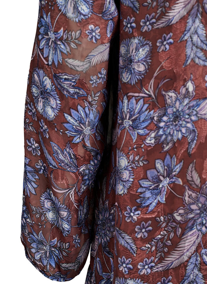 Robe midi &agrave; imprim&eacute; floral avec ourlet &agrave; volants, Marron, Packshot image number 3