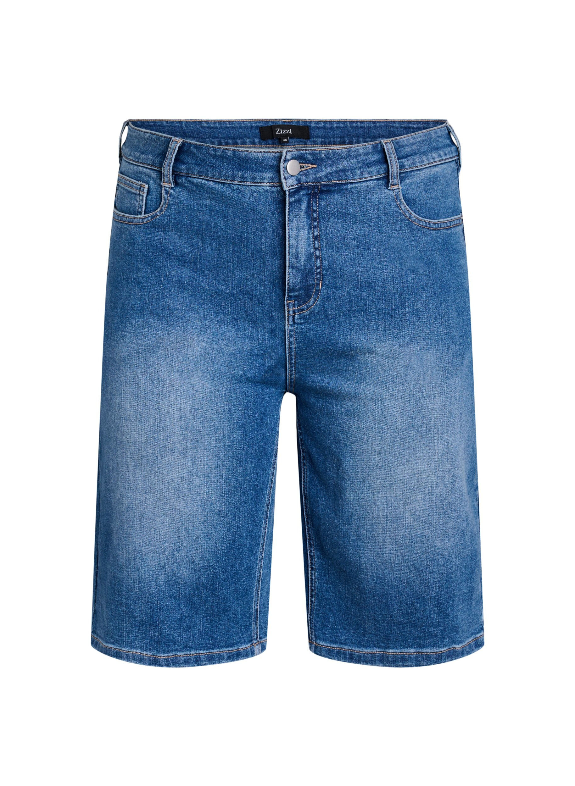 Hoch taillierte Bermuda Shorts aus Denim