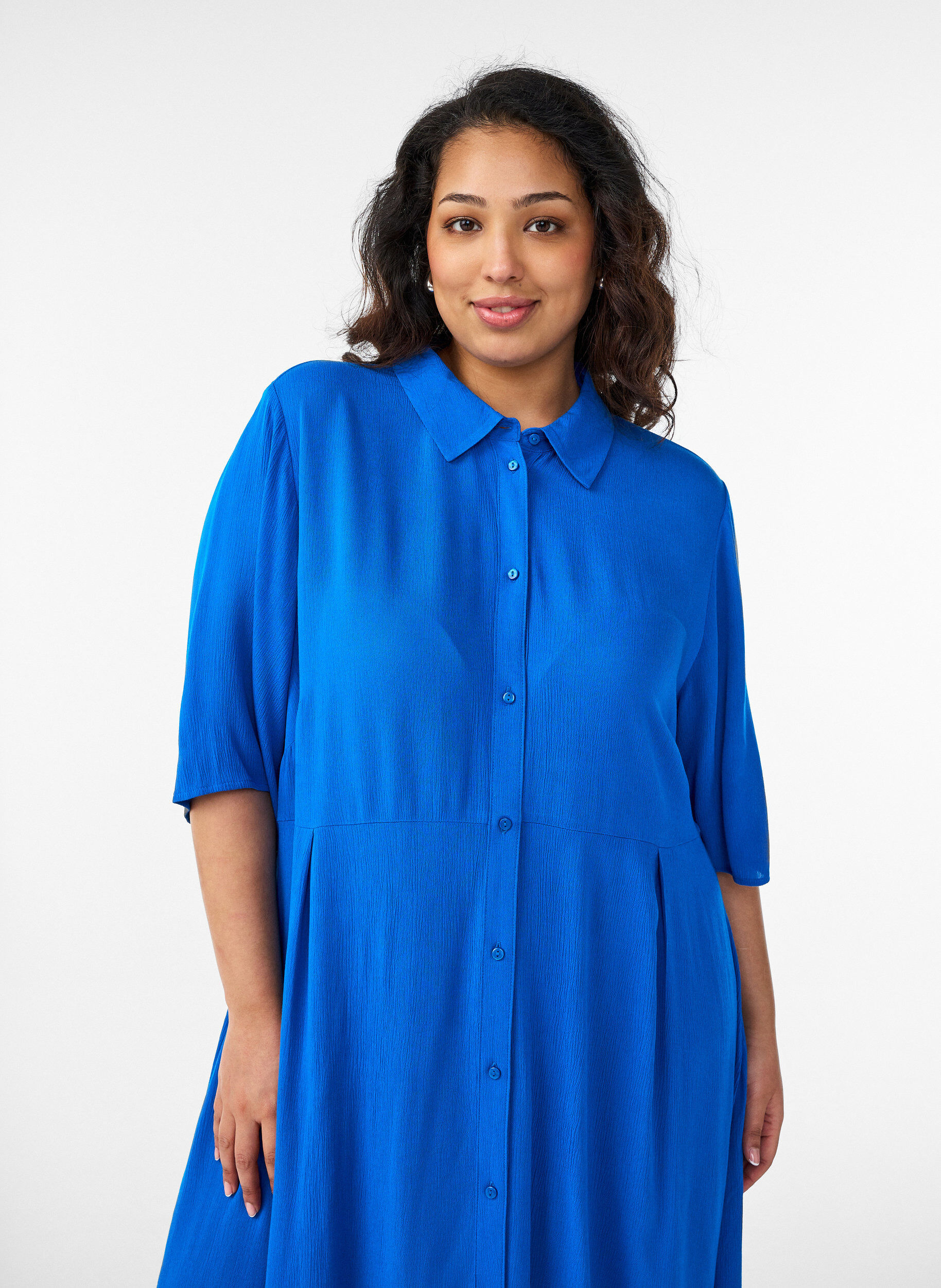 ZizziMidikleid mit kurzen &Auml;rmeln, Blau, Model image number 2