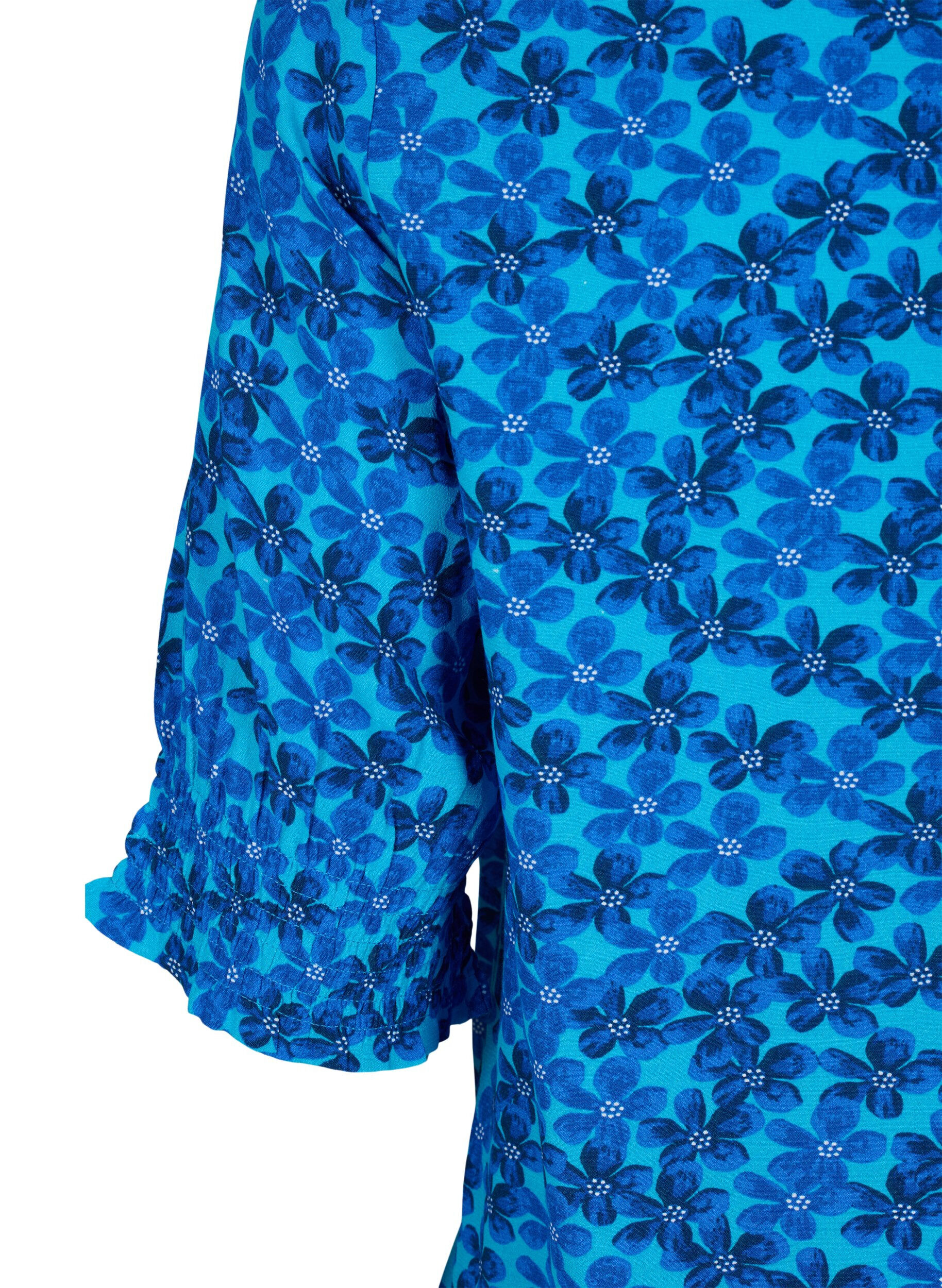 Zizzi  Viskosebluse mit Kn&ouml;pfen, Blue Small Flower, Packshot image number 3