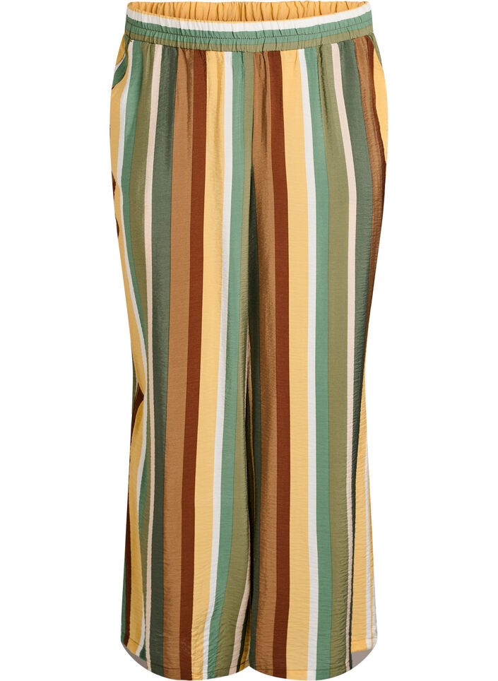 Pantalon ample en viscose avec des rayures, Marron, Packshot image number 0