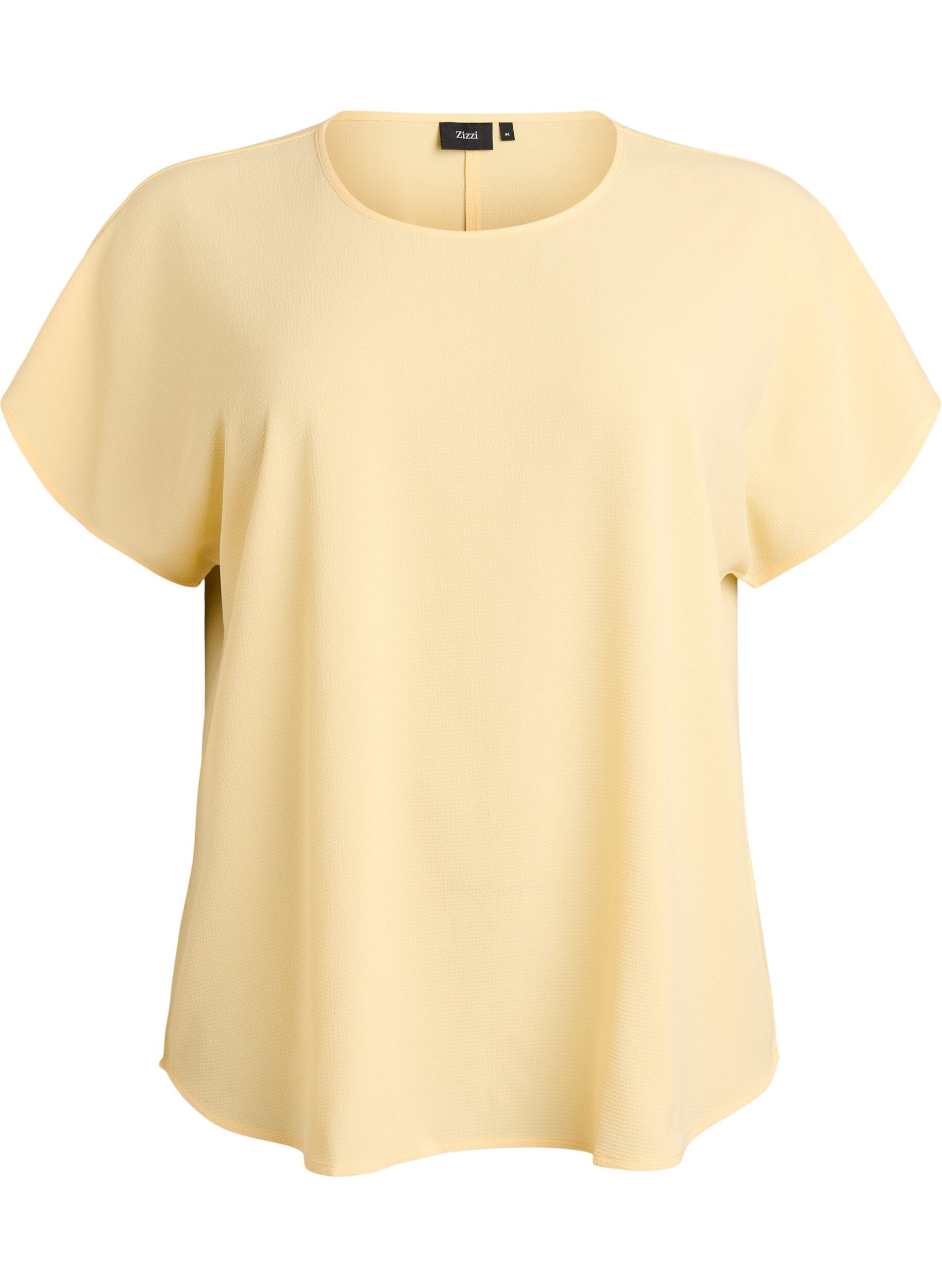 ZizziBluse mit kurzen &Auml;rmeln und Rundhalsausschnitt, Gelb, Packshot image number 0
