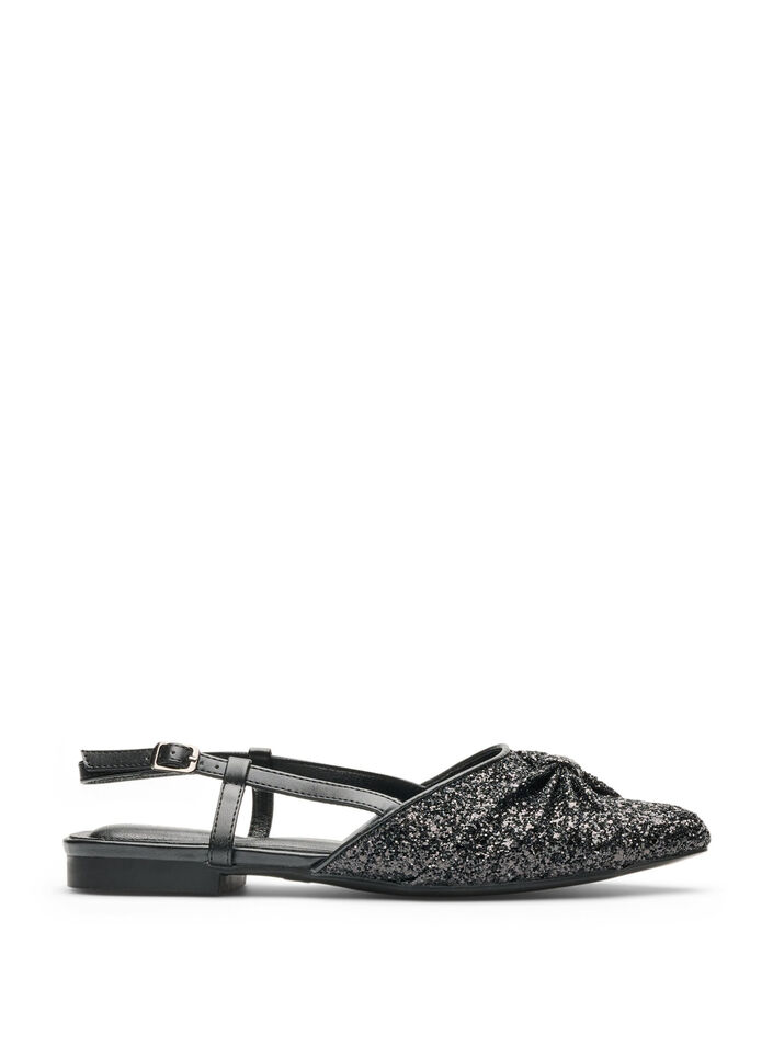Glitzer-Slingback mit Schleifendetail, Schwarz, Packshot image number 0