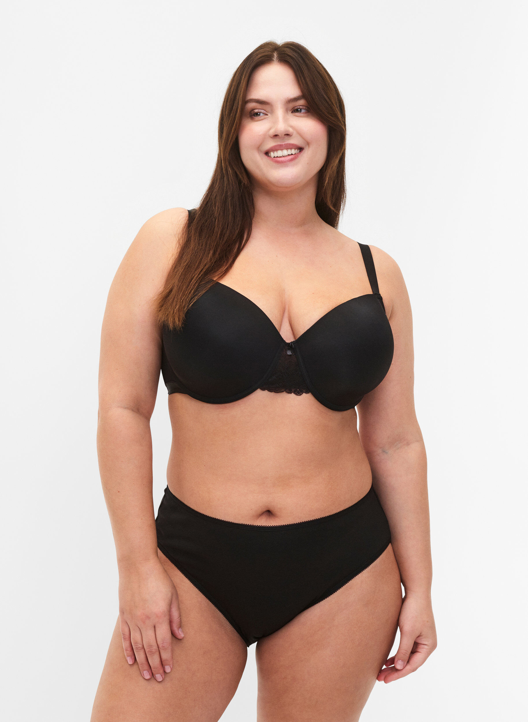 Zizzi 5-pack culottes en coton avec taille normale, Noir, Model image number 0