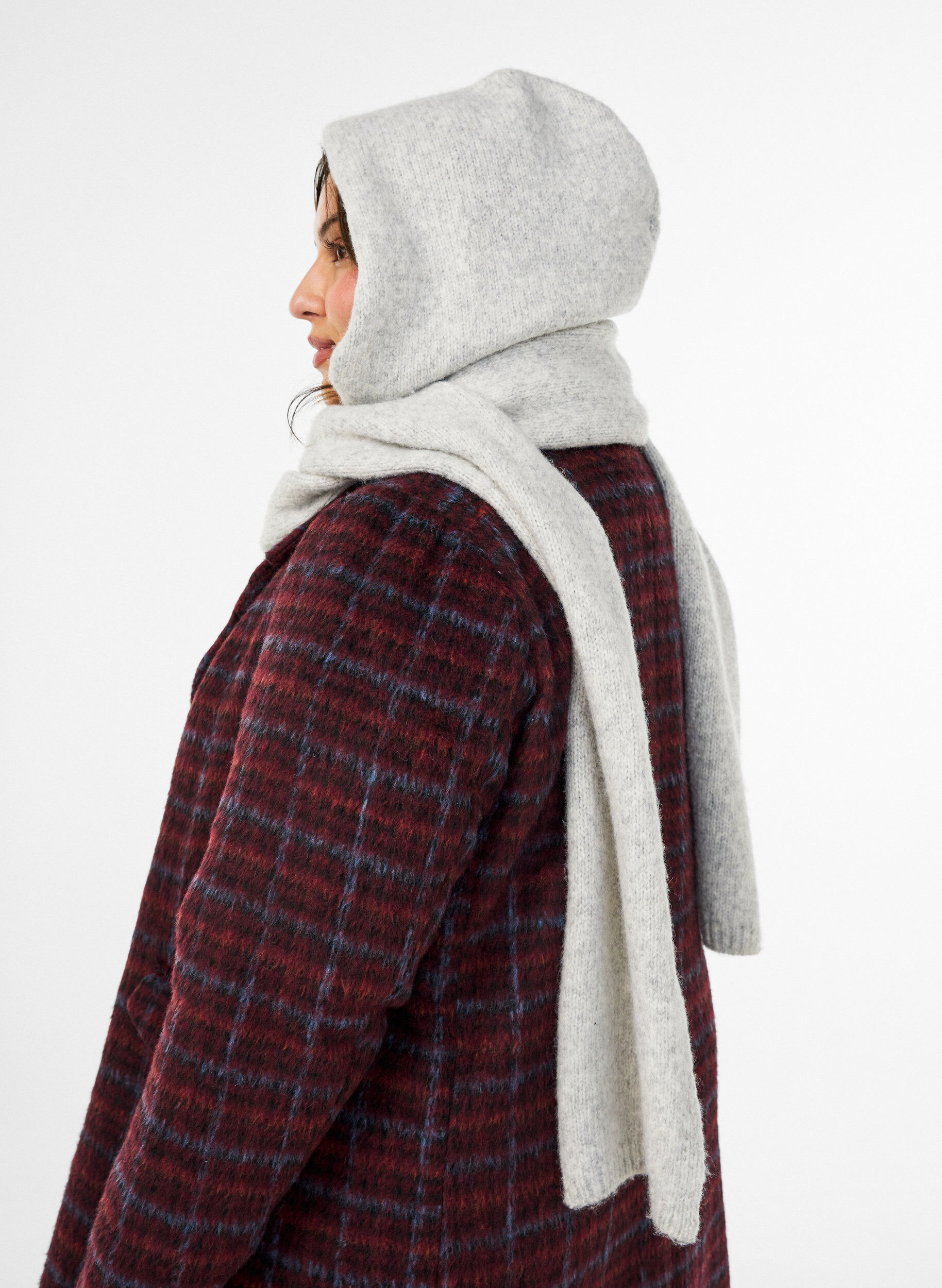 Zizzi&Eacute;charpe en maille &agrave; capuche, Gris, Model image number 1
