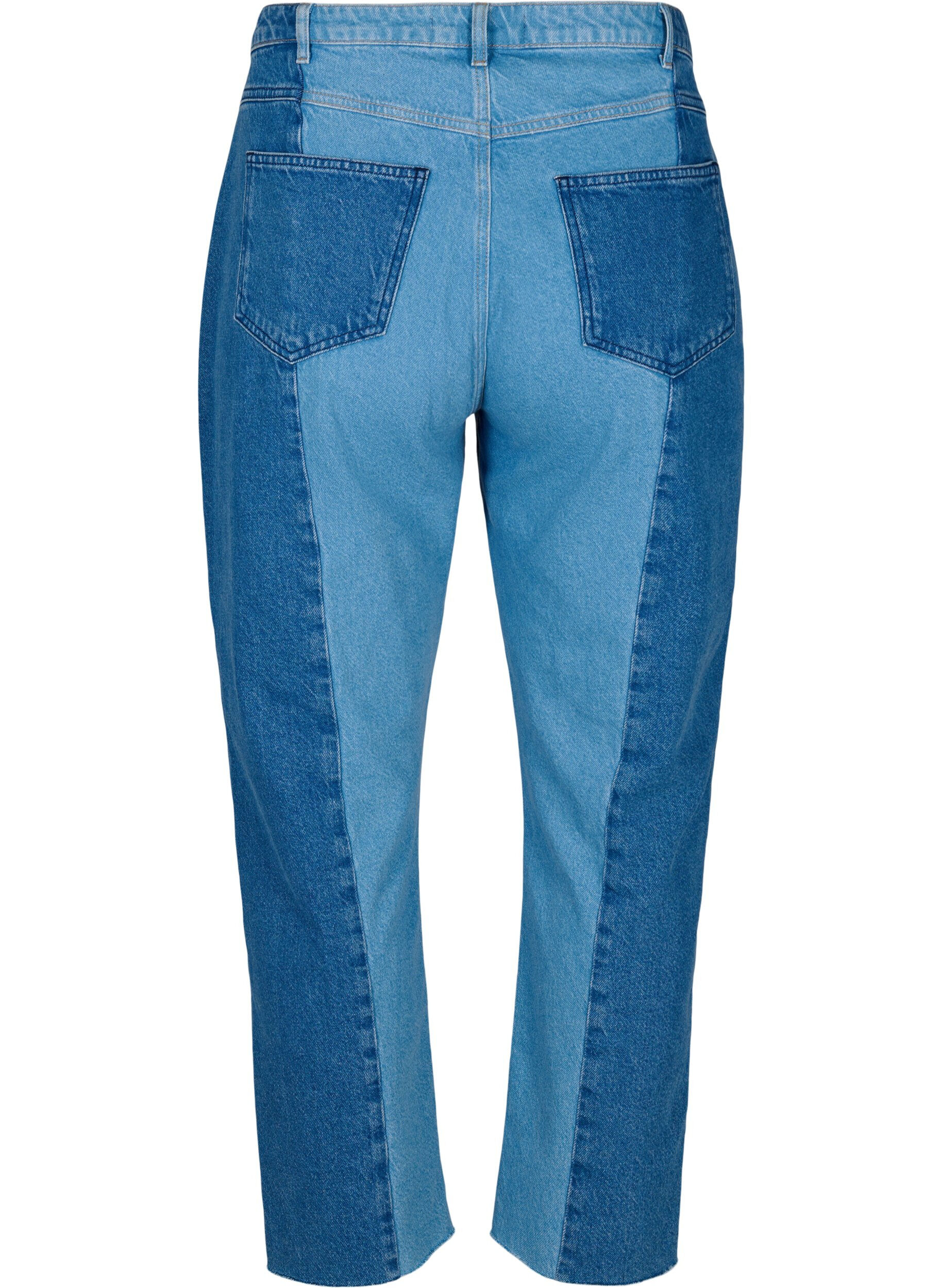Zizzi Jean Vera court avec bloc de couleurs, Blue denim, Packshot image number 1