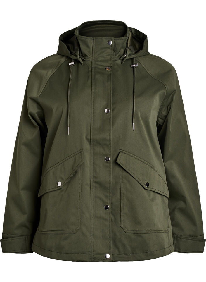 Veste courte de printemps avec capuche amovible, Vert fonc&eacute;, Packshot image number 0