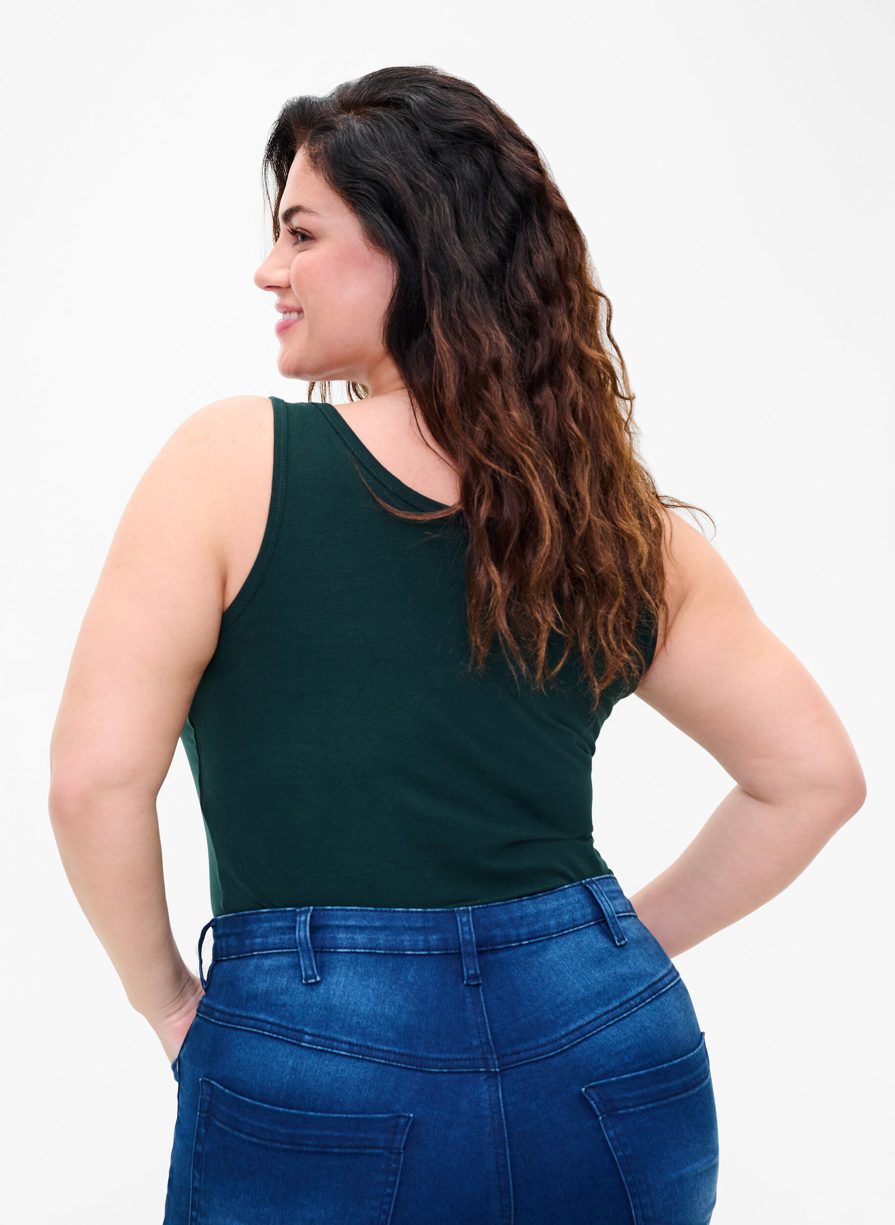 ZizziHaut basique en coton, Vert fonc&eacute;, Model image number 2