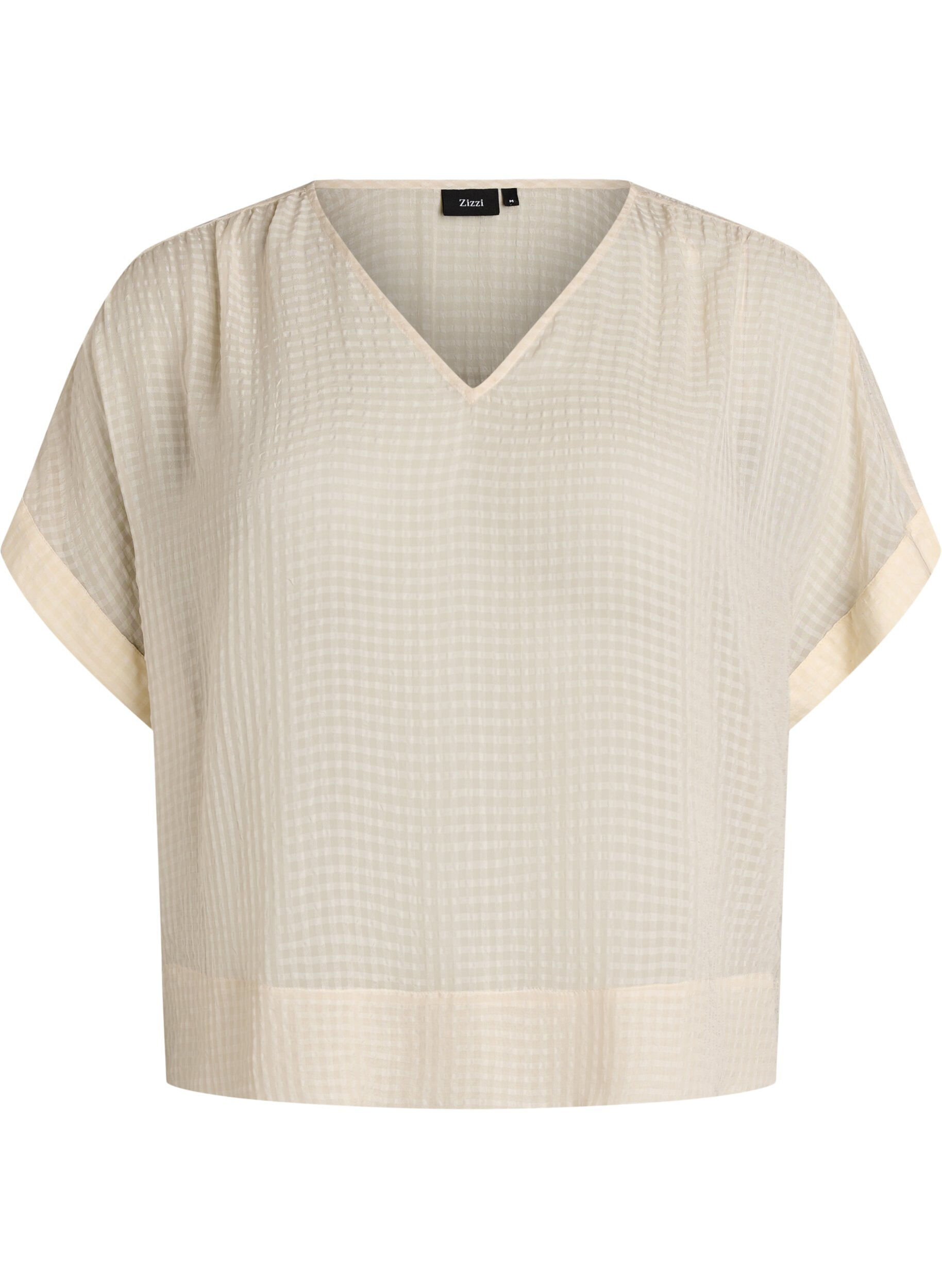 Blouse en seersucker avec col en V