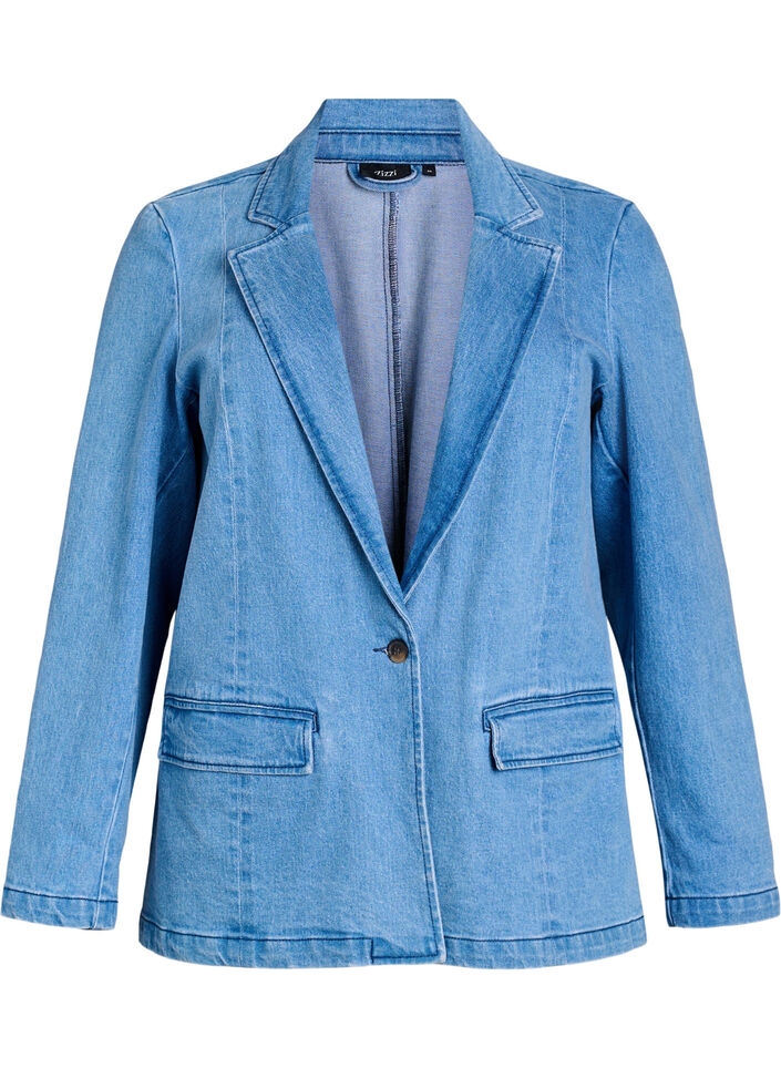 Denimblazer mit Taschen, Blau, Packshot image number 0