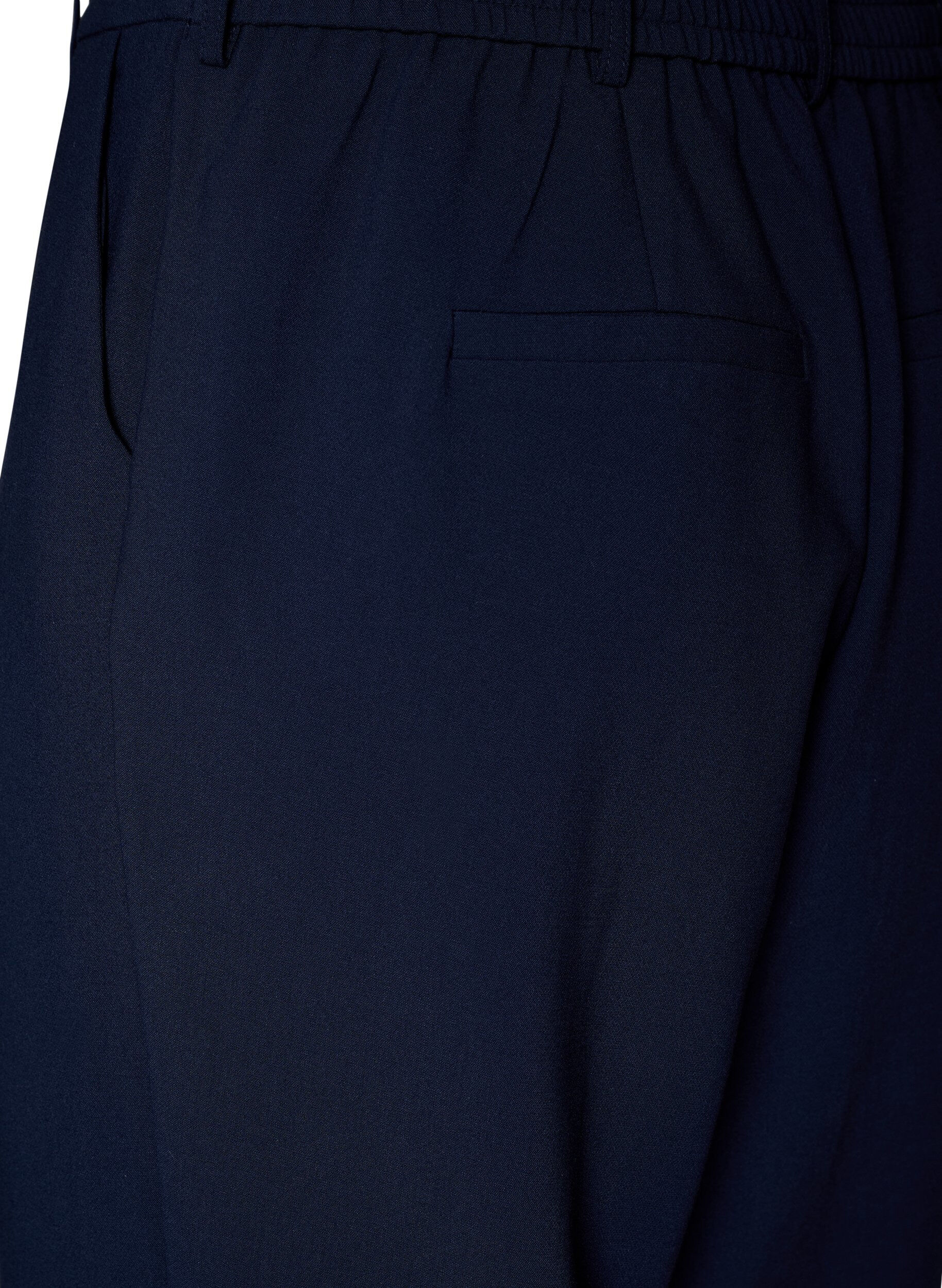 Zizzi Taillierte Hose mit hoher Taille und gerader Passform, Blau, Packshot image number 3