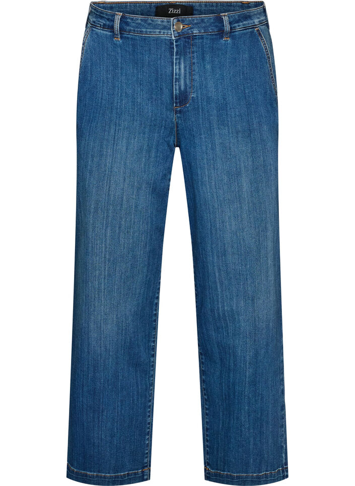 Jean Myra coupe large taille haute, Bleu, Packshot image number 0