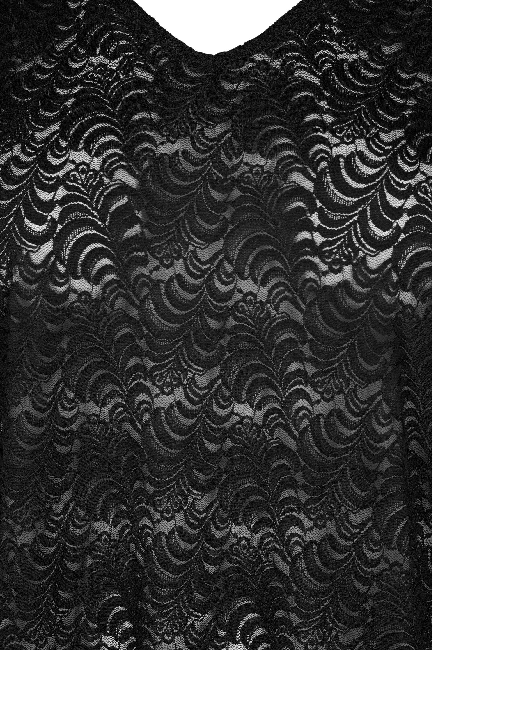 Zizzi Lange&auml;rmelige Spitzenbluse, Black, Packshot image number 2