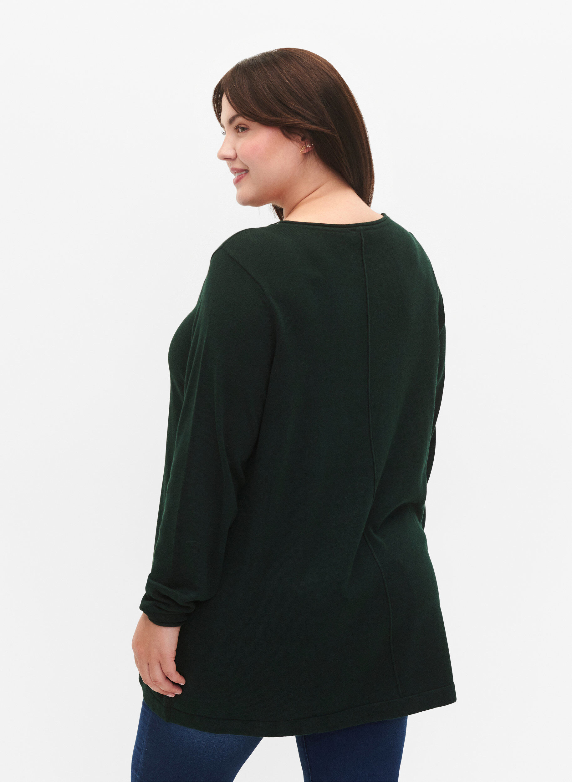 ZizziGestrickte Bluse aus Baumwoll-Viskose-Mischung, Gr&uuml;n, Model image number 2
