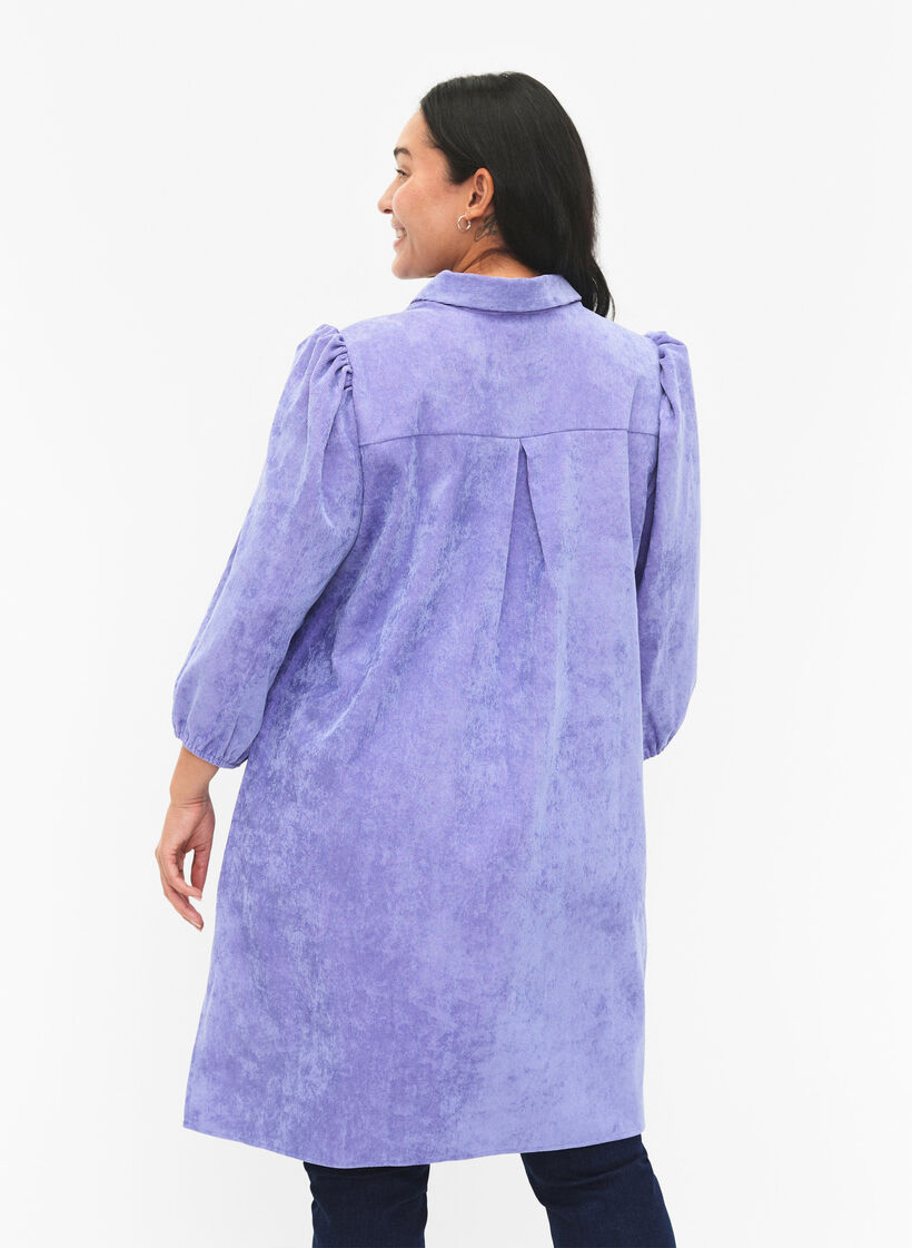 Kordkleid mit 3/4 Ärmeln und Knöpfen, Lavender Violet, Model image number 1