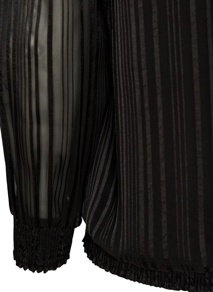 Blouse &agrave; rayures avec coupe ballon, Noir, Packshot image number 3