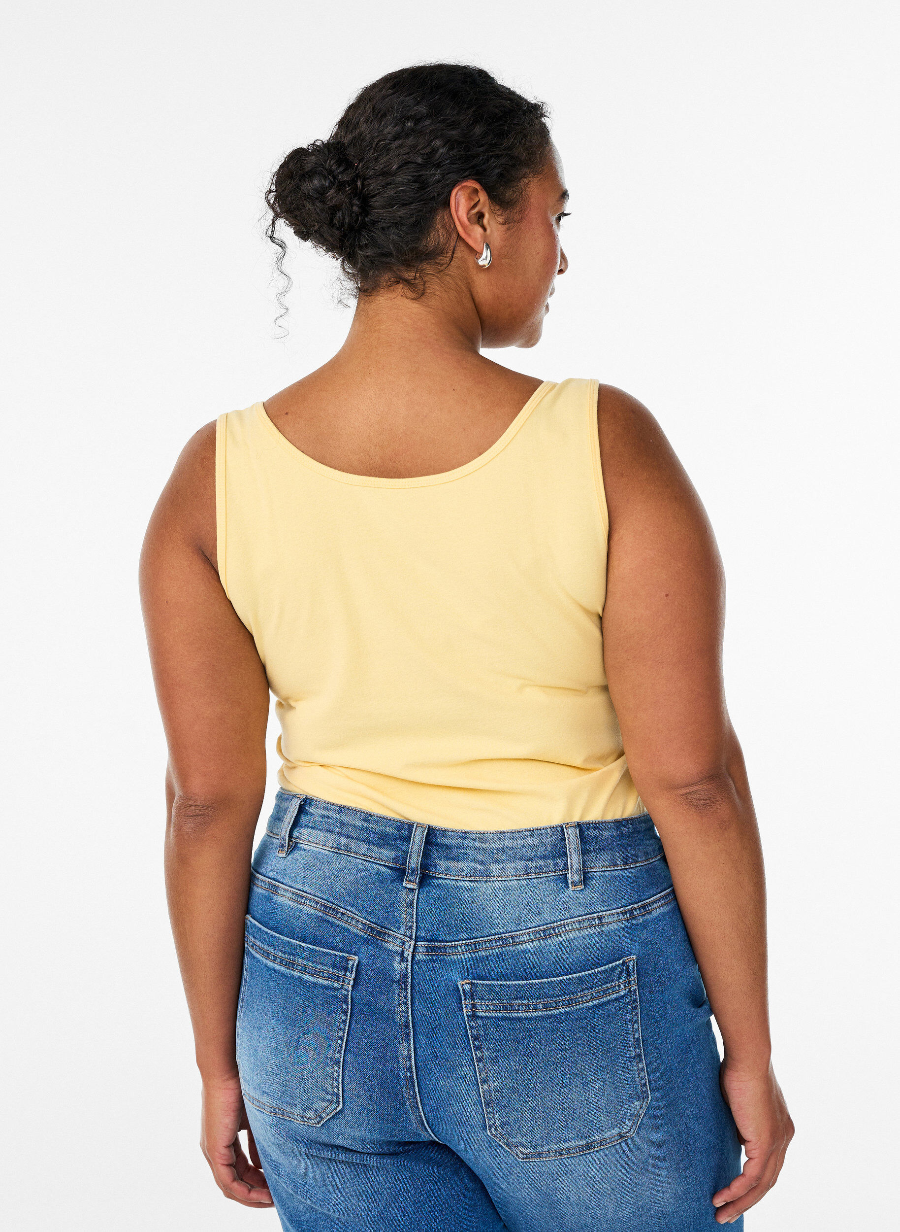 ZizziHaut basic uni en coton, Jaune clair, Model image number 2