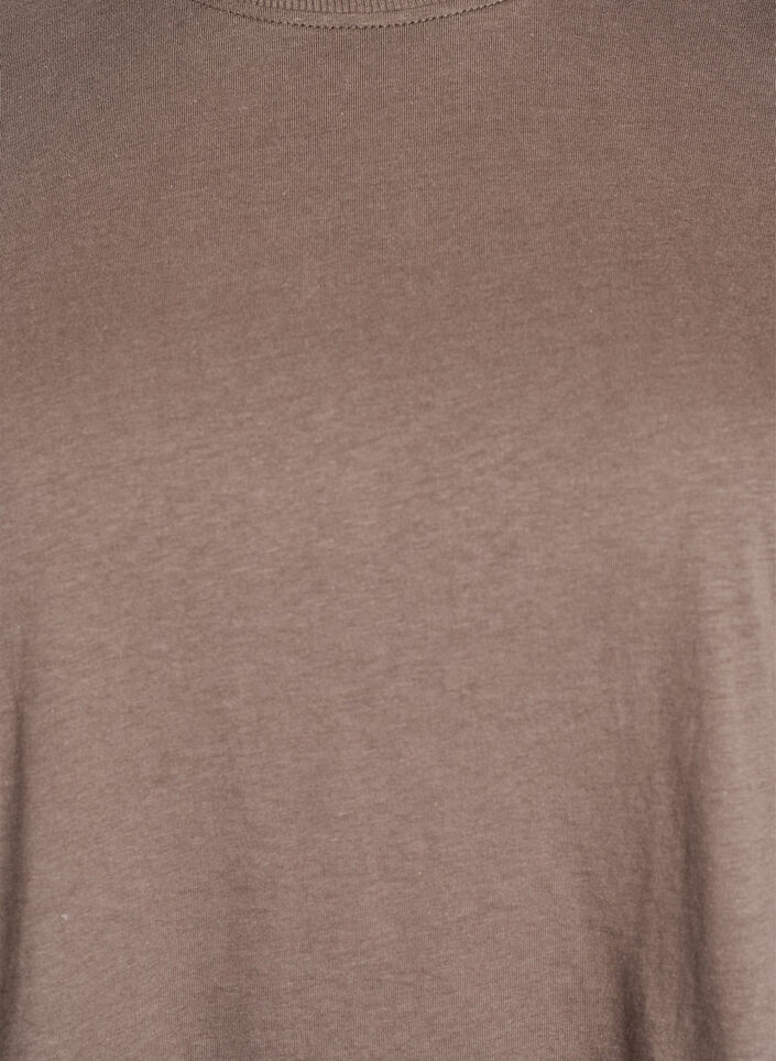 T-shirt basique en coton &agrave; col rond, Marron, Packshot image number 2