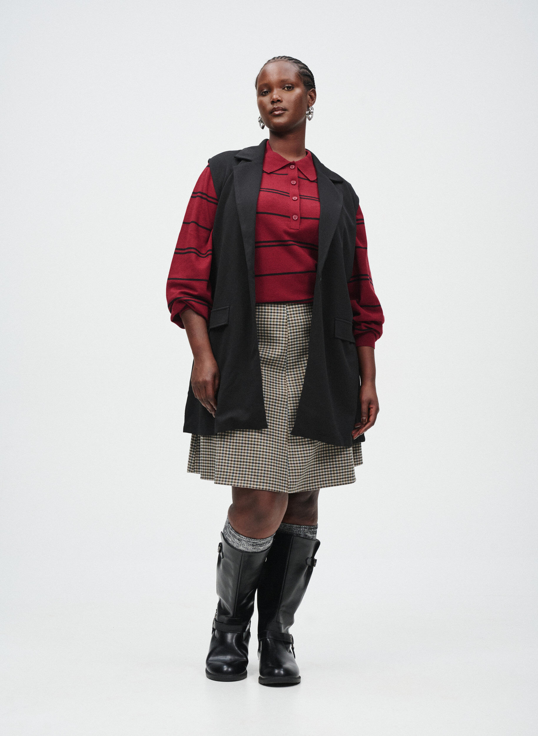 Zizzi Strickbluse mit Kragen, Rot, Image image number 0