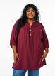 Tunique en mousseline de coton avec broderie anglaise, Bordeaux fonc&eacute;, Model image number 0