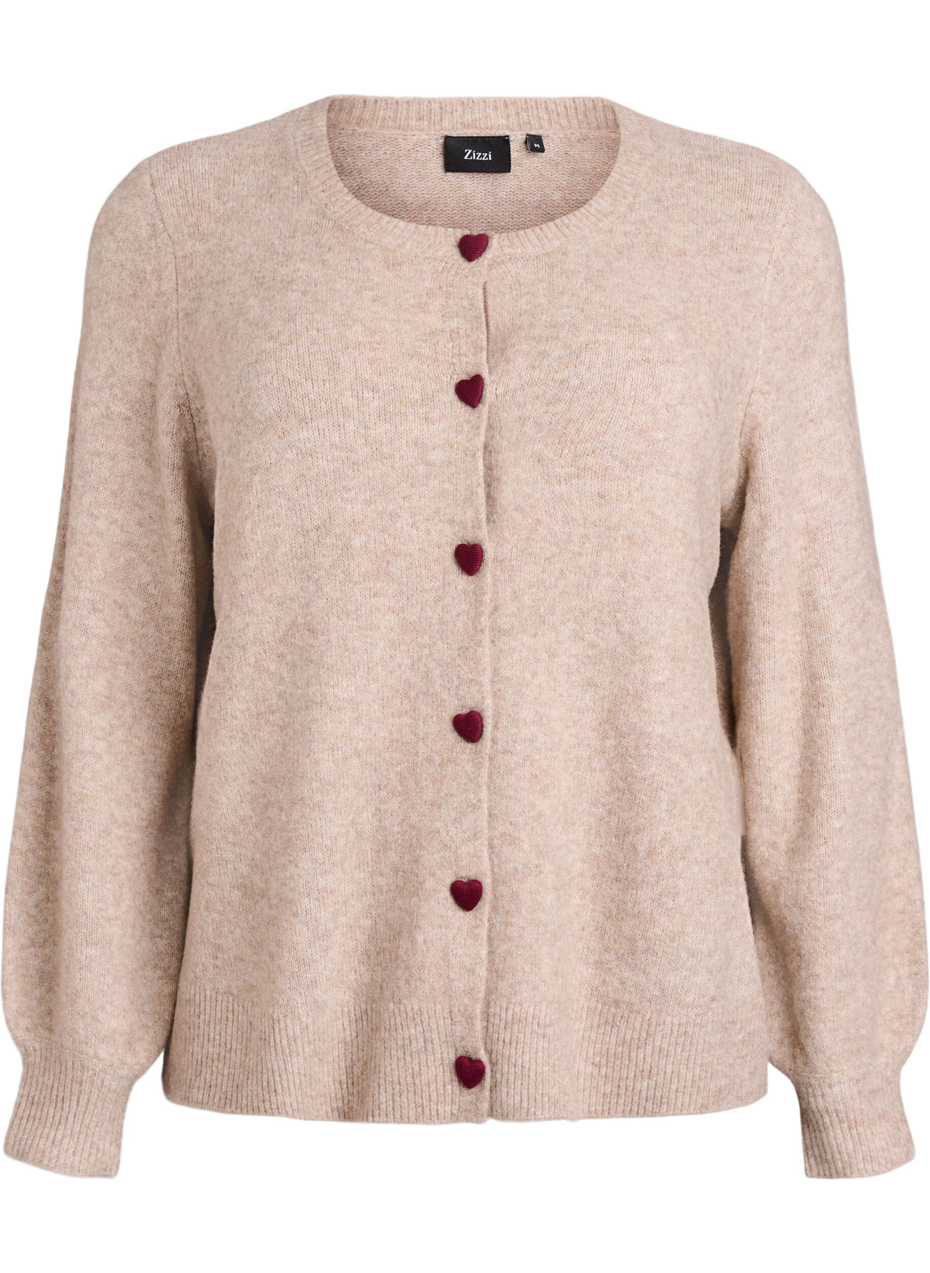 ZizziCardigan avec boutons en forme de c&oelig;ur, Beige, Packshot image number 0