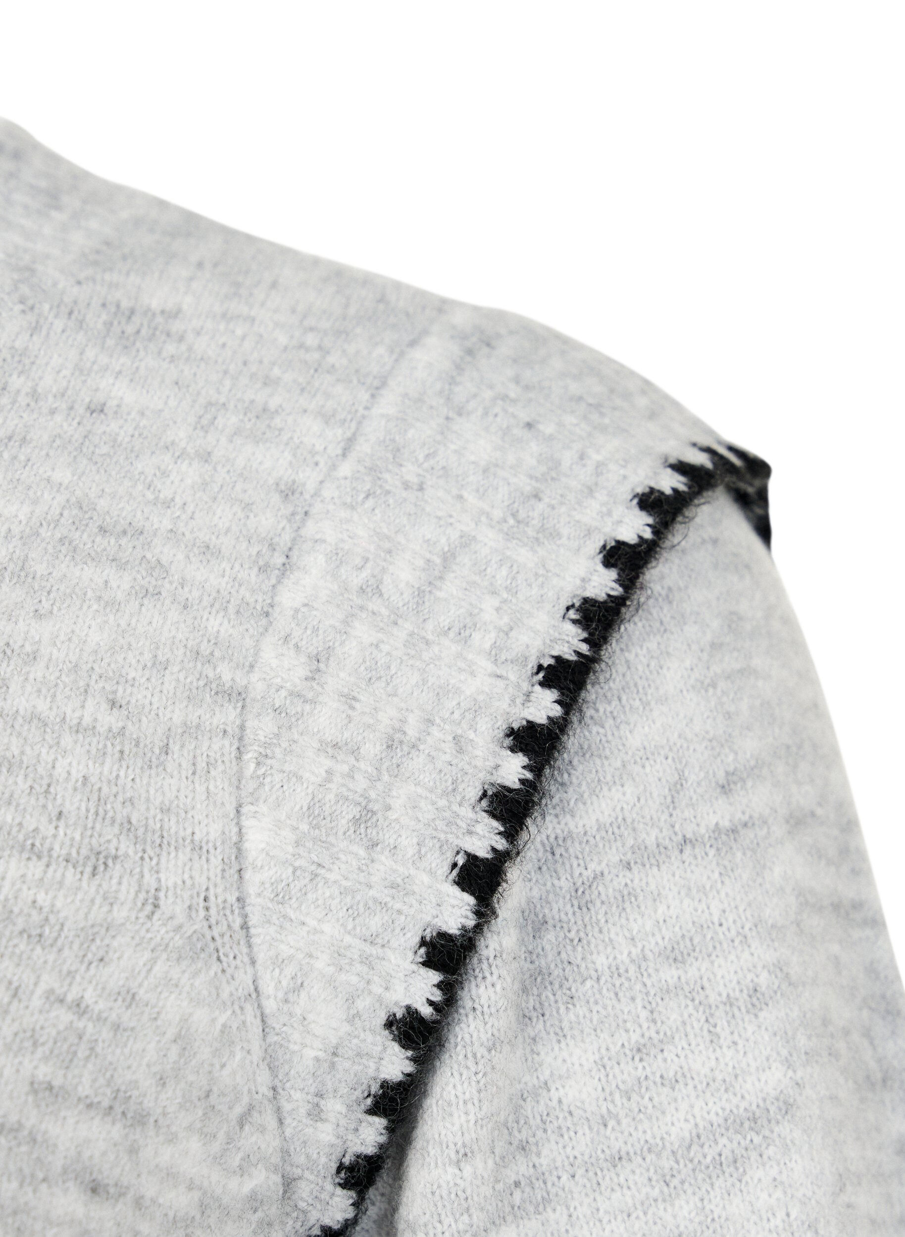 Zizzi  Strickbluse mit Kontrastn&auml;hten, LGM Black Edges, Packshot image number 3