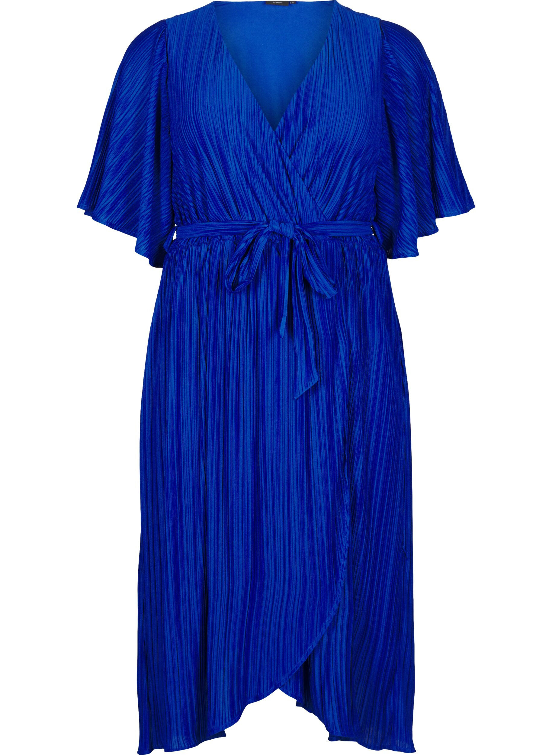 ZizziMidikleid mit Plisseefalten und Fledermaus&auml;rmeln, Blau, Packshot image number 0
