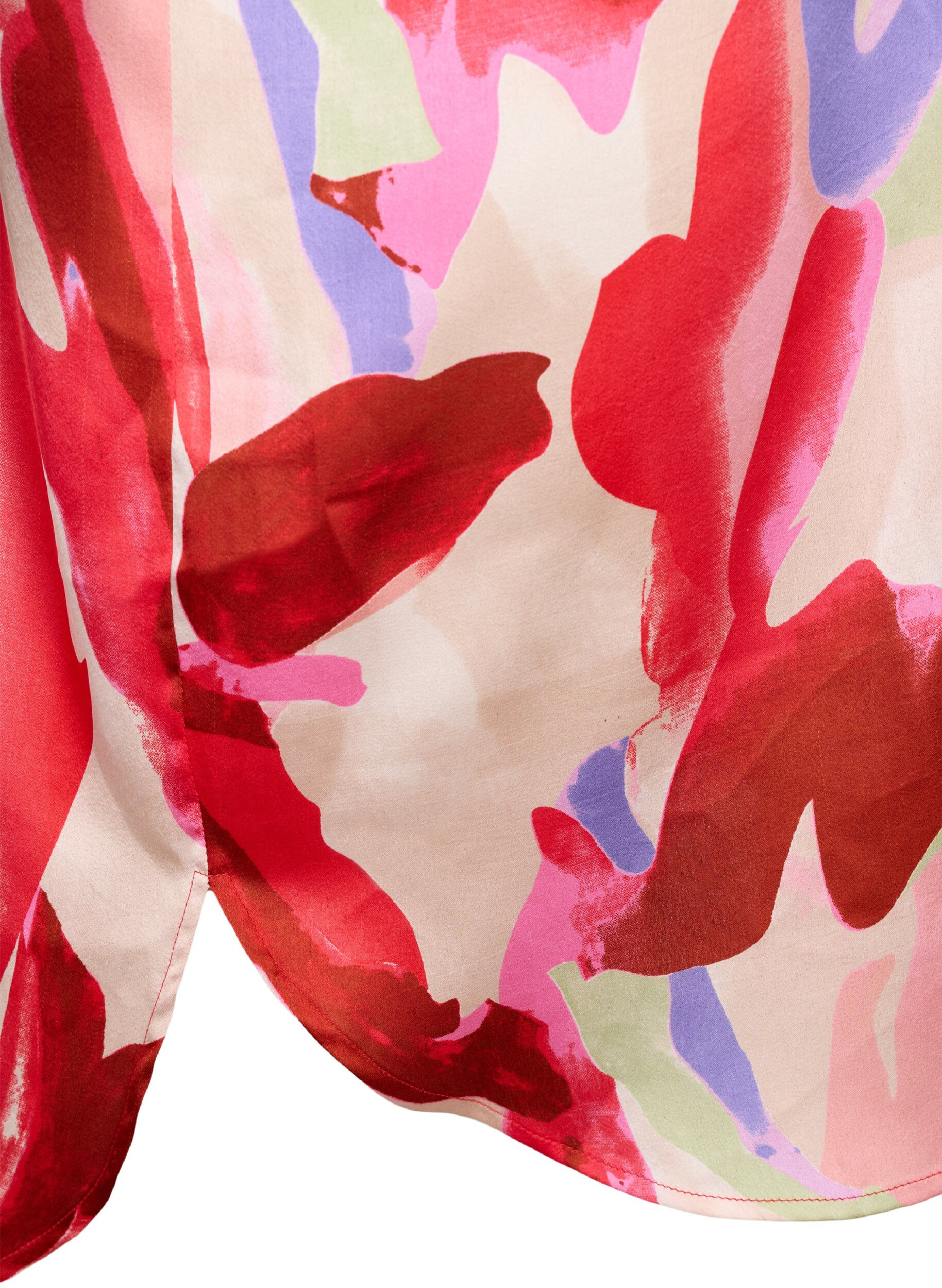 Zizzi Chemise longue en satin avec imprim&eacute;, Geranium Graphic AOP, Packshot image number 3