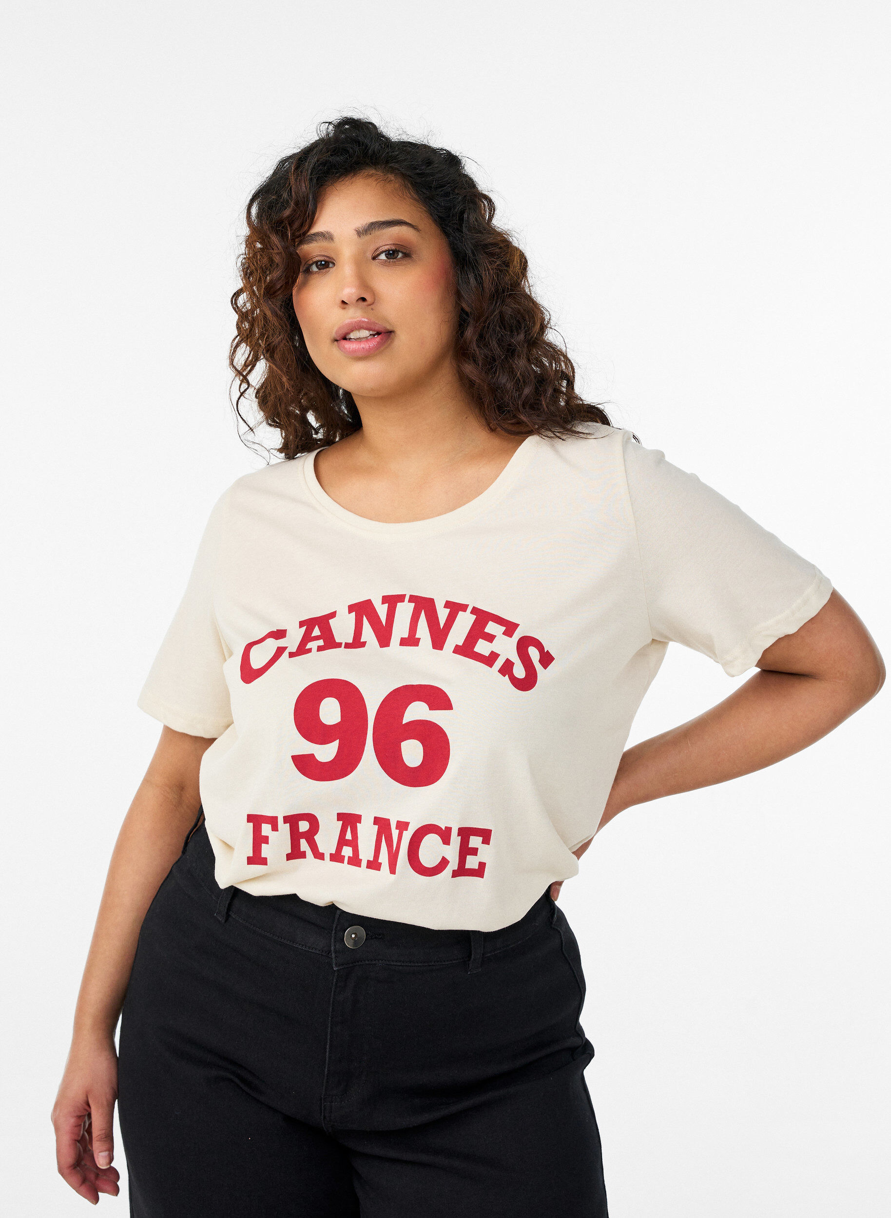 T-shirt imprim&eacute;, Vanille, Model