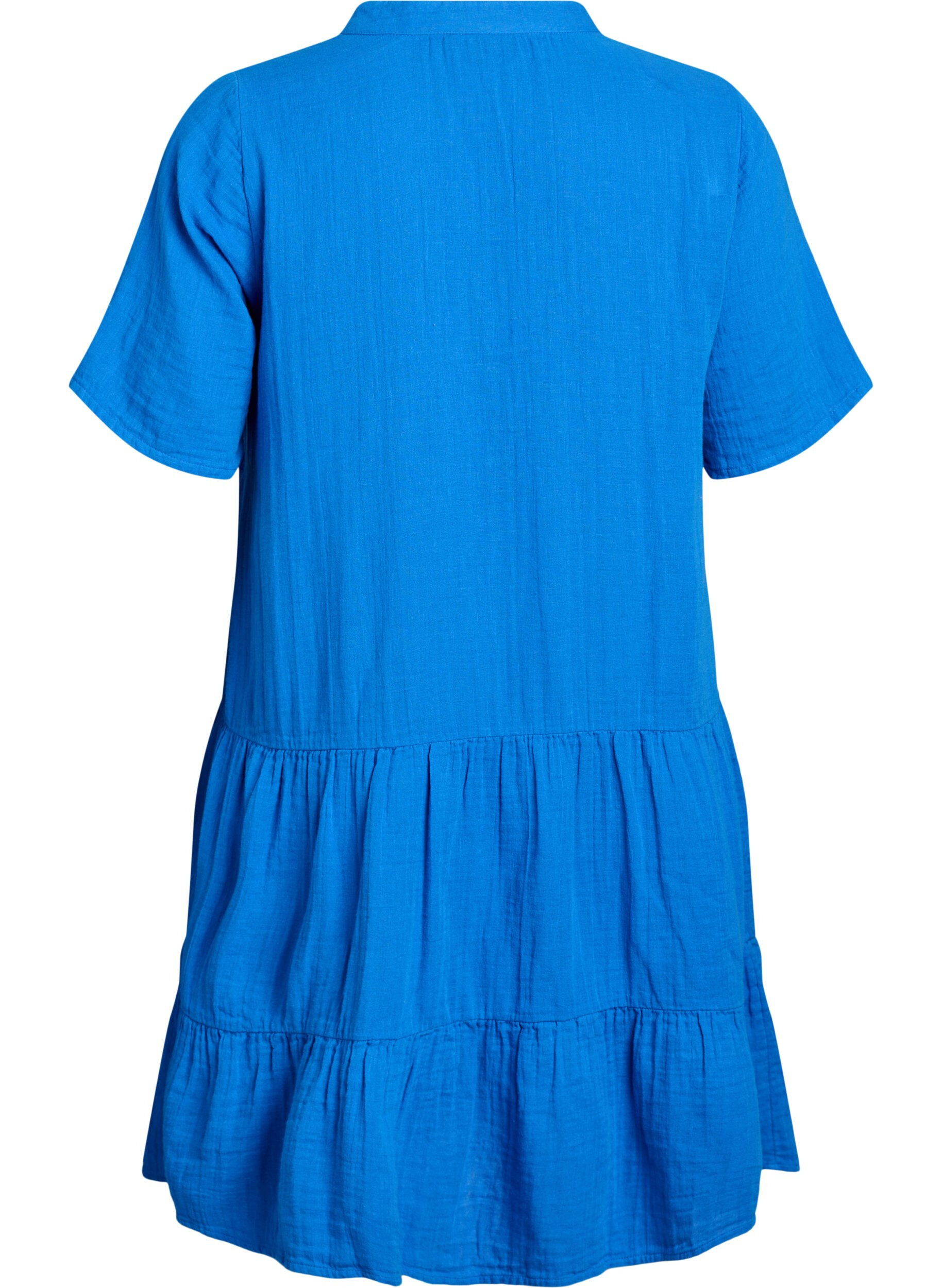 ZizziRobe courte &eacute;vas&eacute;e en mousseline de coton, Bleu, Packshot image number 1